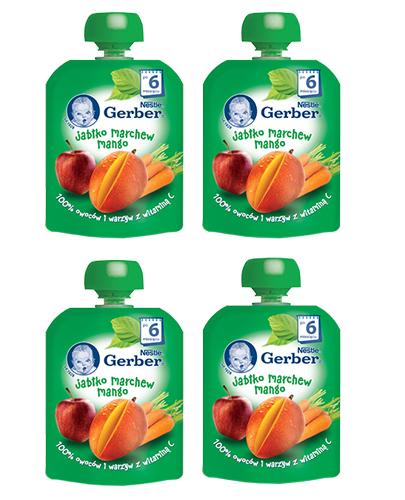  GERBER Deserek jabłko marchew mango tubka po 6 miesiącu - 4x90 g - Apteka internetowa Melissa  