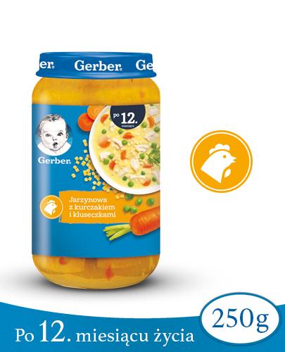 GERBER JUNIOR Jarzynowa z kurczakiem i kluseczkami po 12 m-cu - 250 g - Apteka internetowa Melissa