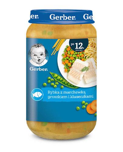 GERBER JUNIOR Rybka z marchewką, groszkiem i kluseczkami po 12 m-cu - 250 g - Apteka internetowa Melissa