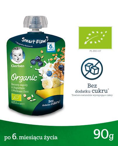 Gerber Organic Deserek w tubce Banan jagoda jogurt musli po 6 miesiącu - 90 g - Apteka internetowa Melissa