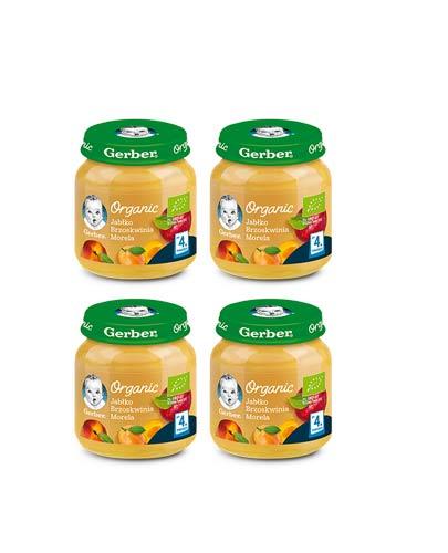 GERBER ORGANIC Jabłko Brzoskwinia Morela po 4 m-cu - 4x125 g - Apteka internetowa Melissa
