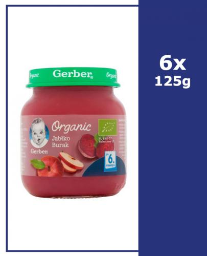 GERBER ORGANIC Jabłko/Burak po 6 m-cu - 6x125 g - Apteka internetowa Melissa