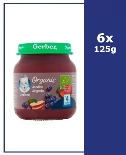 GERBER ORGANIC Jabłko/Jagoda po 4 m-cu - 6x125 g - Apteka internetowa Melissa