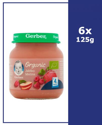 GERBER ORGANIC Jabłko/Malina po 4 m-cu - 6x125 g