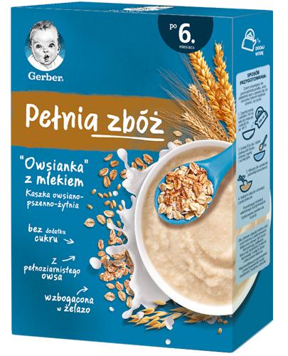 Gerber Pełnia Zbóż Owsianka z mlekiem Kaszka owsiano-pszenno-żytnia po 6 miesiącu - 200 g - cena, opinie, wskazania - Apteka internetowa Melissa
