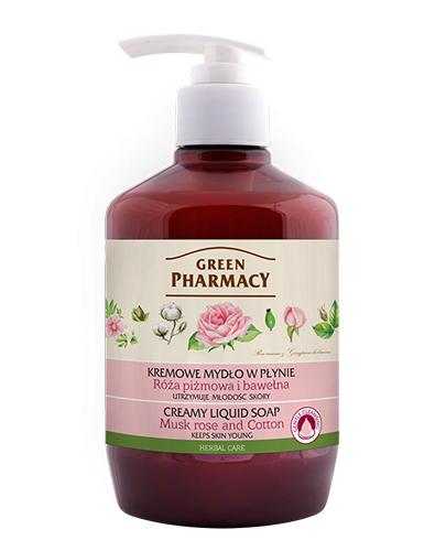  Green Pharmacy Kremowe mydło w płynie Róża piżmowa i bawełna, 460 ml  - Apteka internetowa Melissa  