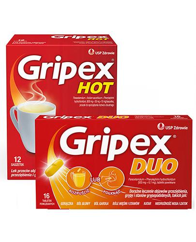  GRIPEX HOT, 12 saszetek + Gripex Duo, 16 tabletek, cena, opinie, ulotka - Apteka internetowa Melissa  