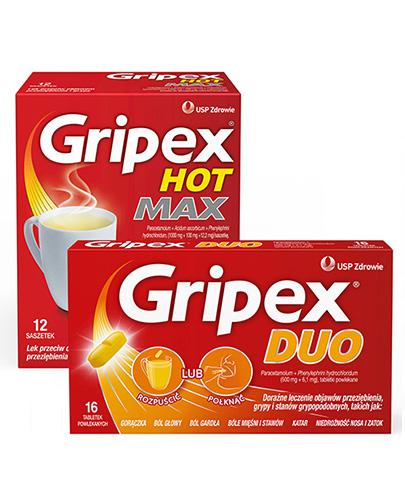  GRIPEX HOT MAX, 12 saszetek + Gripex Duo, 16 tabletek, cena, opinie, ulotka - Apteka internetowa Melissa  
