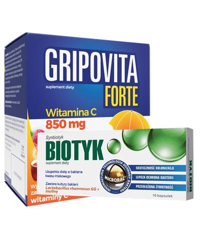  GRIPOVITA FORTE - 10 sasz. - przeziębienie + BIOTYK 400 mg - 10 kaps. - Apteka internetowa Melissa  