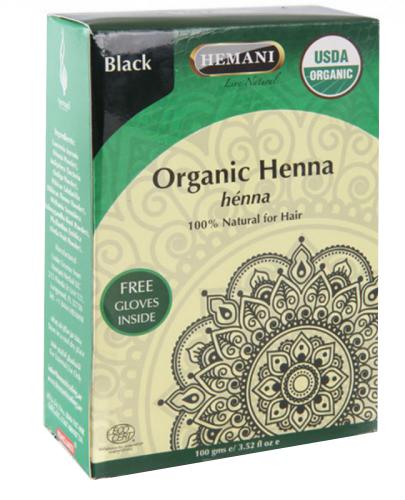  Hemani Organiczna henna naturalna w kolorze czarnym dla każdego rodzaju włosów z certyfikatem Ecocert, 100 g  - Apteka internetowa Melissa  