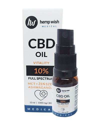 Hempwish Medical Olej konopny CBD Vitality 10% Full Spectrum MCT + Żeń szeń Ashwaganda, 10 ml, cena, opinie, skład - Apteka internetowa Melissa