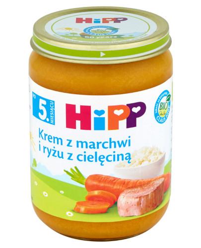 HiPP BIO od pokoleń, Krem z marchwi i ryżu z cielęciną, po 5. m-cu, 190 g, cena, opinie, właściwości