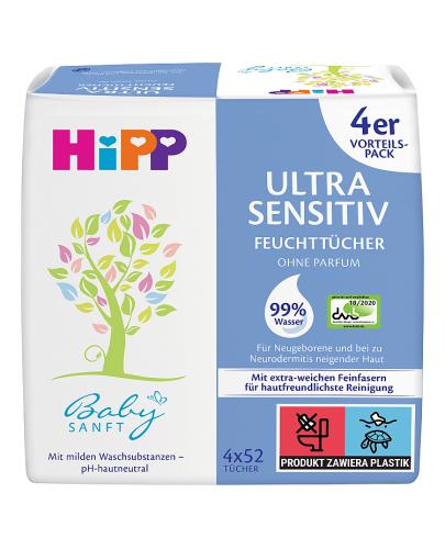  HIPP BABY SANFT Chusteczki pielęgnacyjne ULTRA-SENSITIVE - 4 x 52 szt. - Apteka internetowa Melissa  