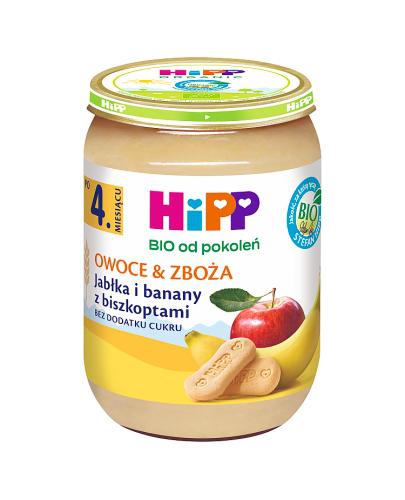 HiPP BIO od pokoleń, Jabłka i banany z biszkoptami, po 4. m-cu, 190 g, cena, opinie, właściwości