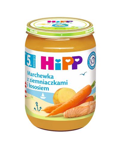 HiPP, Marchewka z ziemniaczkami i łososiem, po 5. m-cu, 190 g, cena, opinie, właściwości