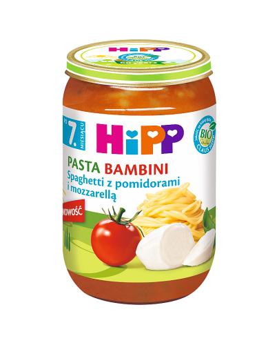 HiPP BIO od pokoleń, Spaghetti z pomidorami i mozarellą, po 7. m-cu, 220 g, cena, opinie, właściwości