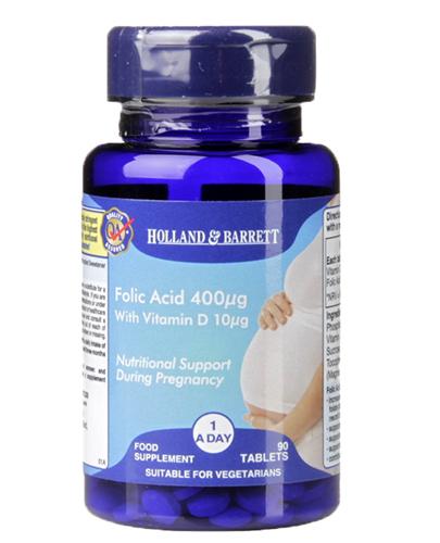 HOLLAND&BARRETT Kwas foliowy 400 ug z witaminą D 10 ug - 90 tabl. Dla kobiet w ciąży. - Apteka internetowa Melissa