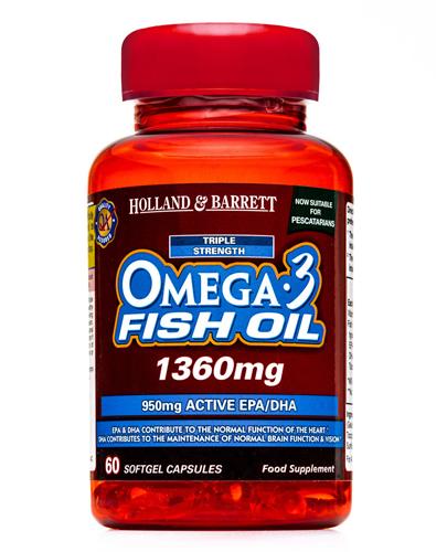  HOLLAND&BARRETT Potrójna siła Omega-3 olej rybi 1360 mg - 60 kaps. - Apteka internetowa Melissa  