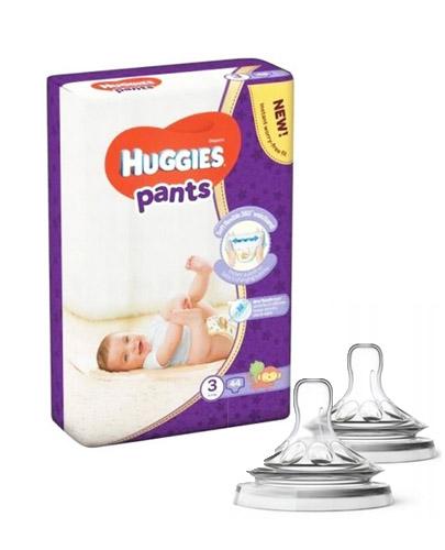 HUGGIES PANTS 3 Pieluchomajtki 6-11 kg - 44 szt + AVENT NATURAL Smoczek do gęstych pokarmów 6 m+ - 2 szt. - Apteka internetowa Melissa