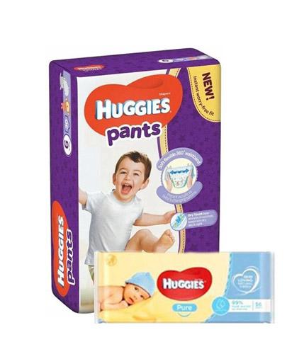 HUGGIES PANTS 6 Pieluchomajtki 15-25 kg - 30 szt + HUGGIES PURE Chusteczki nawilżane - 56 szt. - Apteka internetowa Melissa