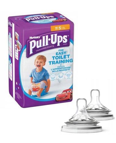  HUGGIES PULL-UPS Pieluchomajtki dla chłopca rozmiar S 8-15 kg - 16 szt. + AVENT NATURAL Smoczek do gęstych pokarmów 6 m+ - 2 szt. - Apteka internetowa Melissa  