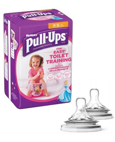 HUGGIES PULL-UPS Pieluchomajtki dla dziewczynki rozmiar S 8-15 kg - 16 szt. + AVENT NATURAL Smoczek do gęstych pokarmów 6 m+ - 2 szt. - Apteka internetowa Melissa