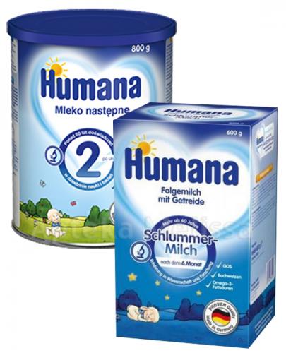  HUMANA 2 Mleko modyfikowane w proszku następne dla niemowląt - 800 g + HUMANA Na Dobranoc- 600 g - Apteka internetowa Melissa  