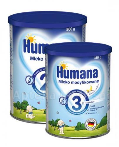  HUMANA 2 Mleko następne po 6 miesiącu - 800 g + HUMANA 3 bananowo - waniliowa - 350 g W ZESTAWIE! - Apteka internetowa Melissa  