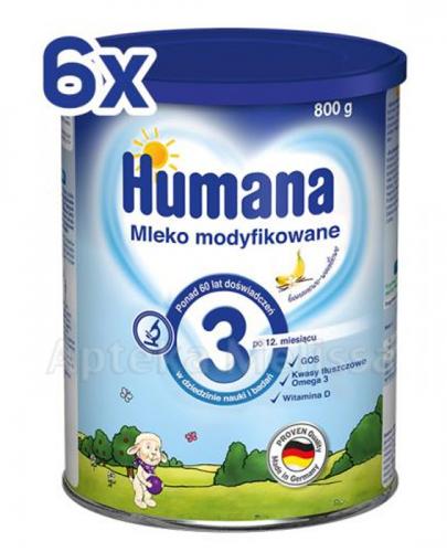  HUMANA 3 bananowo - waniliowa Mleko modyfikowane po 12 miesiącu - 6 x 800 g - Apteka internetowa Melissa  
