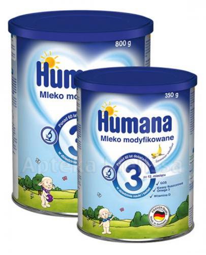  HUMANA 3 bananowo - waniliowa Mleko modyfikowane po 12 miesiącu - 800 g + HUMANA 3 bananowo - waniliowa - 350 g W ZESTAWIE! - Apteka internetowa Melissa  