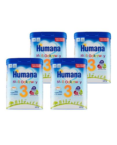  Humana 3 Mali odkrywcy Mleko modyfikowane , 4 x 650 g + HUGGIES PURE Chusteczki nawilżane - 56 szt. - Apteka internetowa Melissa  