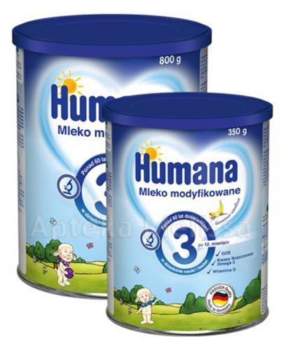  HUMANA 3 Mleko modyfikowane po 12 miesiącu - 800 g + HUMANA 3 bananowo - waniliowa - 350 g W ZESTAWIE! - Apteka internetowa Melissa  