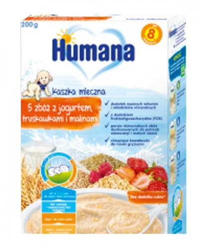 HUMANA Kaszka 5 zbóż z jogurtem, truskawkami i malinami - 200 g - Apteka internetowa Melissa