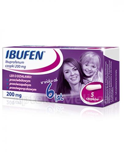 IBUFEN 200 mg - 5 czopków. Czopki przeciwbówlowe, przeciwgorączkowe i przeciwzapalne.