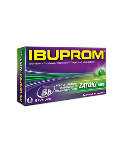 IBUPROM ZATOKI TABS - 12 tabl. - udrażnia nos i zatoki - cena, opinie, stosowanie - Apteka internetowa Melissa