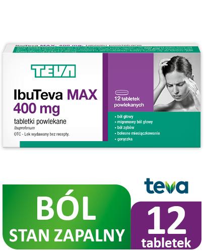  IbuTeva Max 400 mg, 12 tabl. na ból różnego pochodzenia i stan zapalny, cena, opinie, ulotka - Apteka internetowa Melissa  
