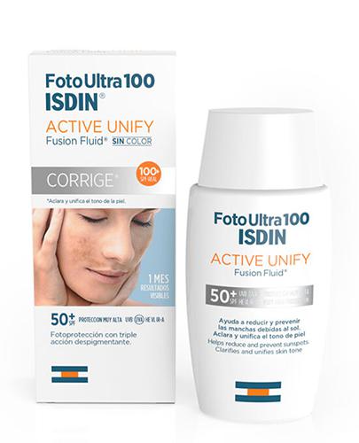  ISDIN Active Unify Fusion Fotoultra 100 Fluid korygujący przebarwienia SPF 50+, 50 ml, cena, opinie, właściwości  - Apteka internetowa Melissa  