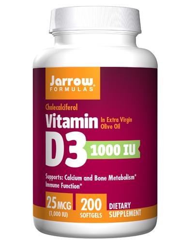 JARROW FORMULAS Vitamin D3 1000 IU - 200 kaps. - Apteka internetowa Melissa