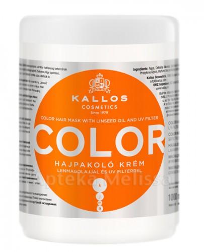  KALLOS COLOR Maska do włosów farbowanych z olejem lnianym i filtrem UV - 1000 ml  - Apteka internetowa Melissa  