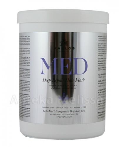 KALLOS MED DEEP REPAIR Dogłębnie regenerująca maska w kremie z keratyną, kolagenem i kwasem hialuronowym do suchych, zniszczonych włosów - 1000 ml - Apteka internetowa Melissa