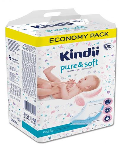 Kindii Pure & Soft Podkłady dla niemowląt 60 cm x 40 cm, 30 sztuk - Drogeria Melissa