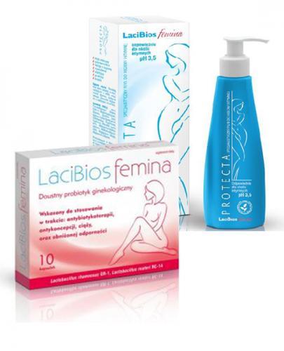  LACIBIOS FEMINA Doustny probiotyk ginekologiczny - 10 kaps. + LACIBIOS FEMINA PROTECTA Specjalistyczny płyn do higieny intymnej - 150 ml   - Apteka internetowa Melissa  
