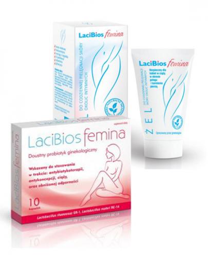  LACIBIOS FEMINA Doustny probiotyk ginekologiczny - 10 kaps. + LACIBIOS FEMINA Żel do codziennej pielęgnacji skóry okolic intymnych - 30 ml   - Apteka internetowa Melissa  