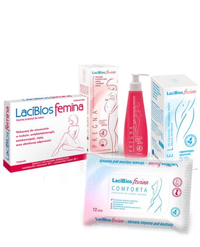  LACIBIOS FEMINA Doustny probiotyk ginekologiczny - 10 kaps.+ Żel - 30 ml + Chusteczki do higieny intymnej - 12 szt.+ LACIBIOS FEMINA PREGNA płyn do higieny intymnej - 150 ml - Apteka internetowa Melissa  