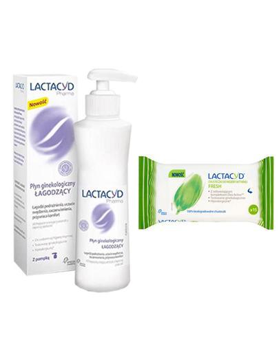  LACTACYD PHARMA Płyn ginekologiczny łagodzący - 250 ml + LACTACYD FRESH Chusteczki do higieny intymnej - 15 szt. - Apteka internetowa Melissa  