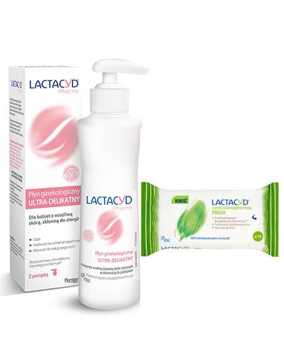  LACTACYD PHARMA Płyn ginekologiczny ultra-delikatny - 250 ml + LACTACYD FRESH Chusteczki do higieny intymnej - 15 szt. - Apteka internetowa Melissa  