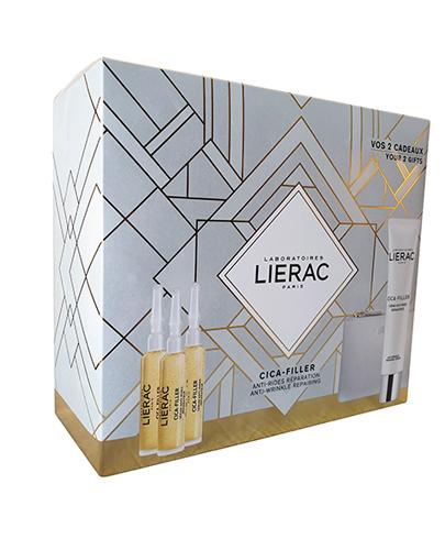 Lierac Cica - Filler Zestaw Przeciwzmarszczkowe serum regeneracyjne - 3 x 10 ml + Przeciwzmarszczkowy krem regeneracyjny dla skóry normalnej i suchej - 40 ml + Eleganckie etui na kosmetyki - cena, opinie, właściwości - Apteka internetowa Melissa