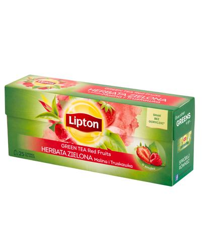  LIPTON GREEN TEA RED FRUITS Herbata zielona Malina i Truskawka - 25 sasz. - cena, opinie  - Apteka internetowa Melissa  