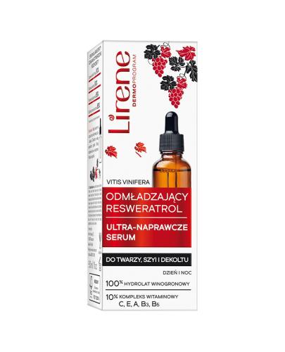  Lirene Odmładzający Resweratrol Ultra naprawcze serum do twarzy szyi i dekoltu, 30 ml, cena, opinie, skład - Apteka internetowa Melissa  