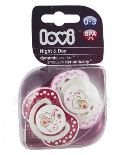 LOVI Dynamiczny smoczek uspokajający 0-3 m-cy różowe NIGHT&DAY 22/809 - 2 szt. - Apteka internetowa Melissa